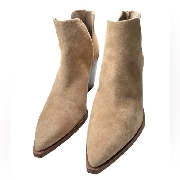 Vince Camuto Gigietta Ankle Boots Booties Size 11 Tan Suede Leather Block Heel - Picture 6 of 12